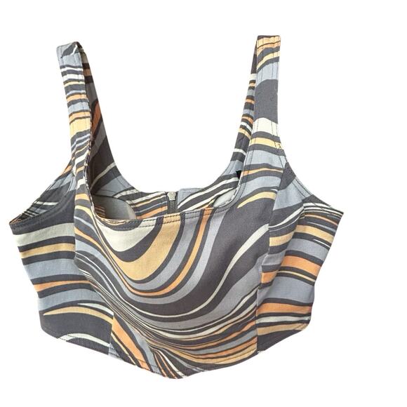 Forever 21 Women’s Allover Abstract Crop Top & Matching Pants Orange Swirls M - Picture 5 of 16